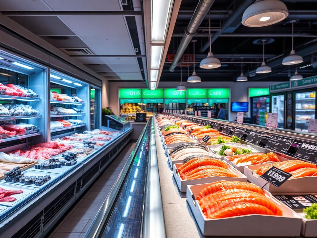 Supermarket chilled seafood counter